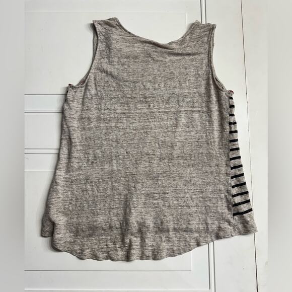 Dakini Women’s Gray Striped 100% Linen Tank Top Size Medium M - Picture 4 of 4